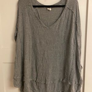 Free people grey waffle knit top